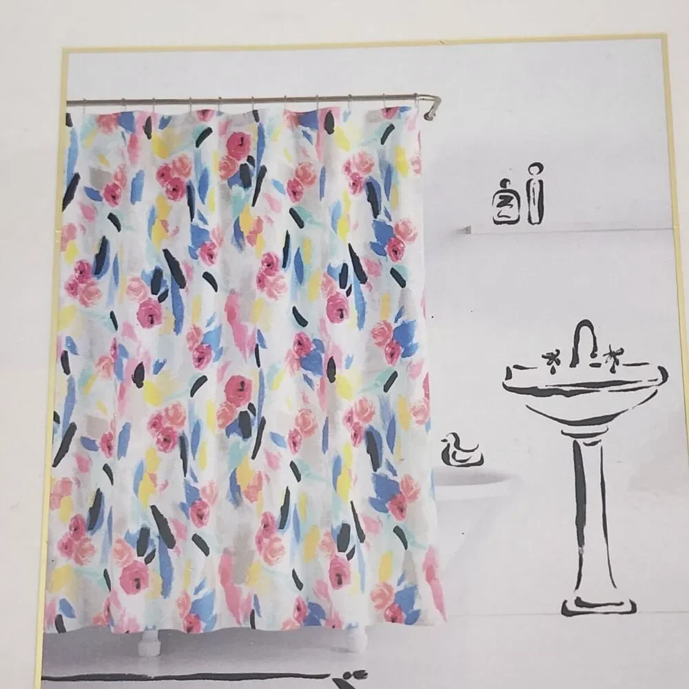 Kate Spade New York Paintball Floral Shower Curtain 72X72 Watercolor Abstract